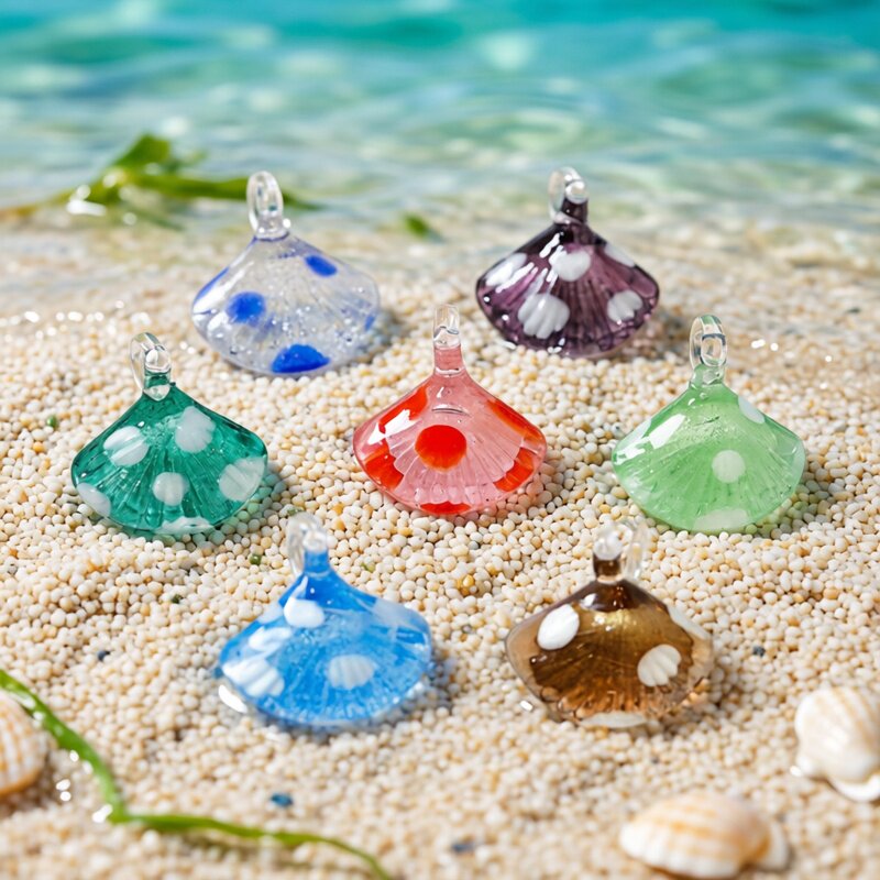 Aquarium And Marine - Liontin Kaca Cangkang Laut Mini Warna-warni,